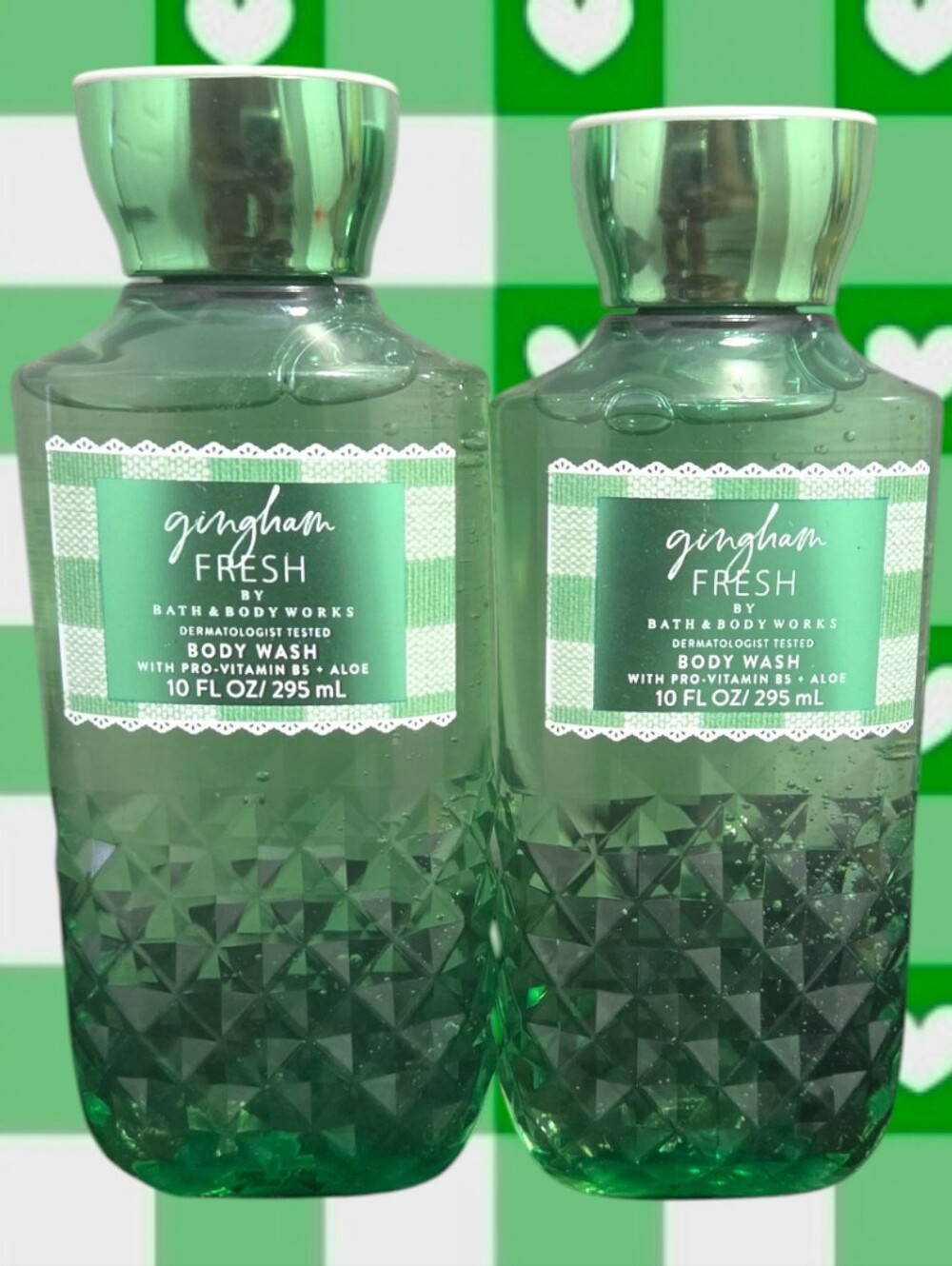 Bath & Body Works Ladie's Gingham Fresh Green Body Wash Set